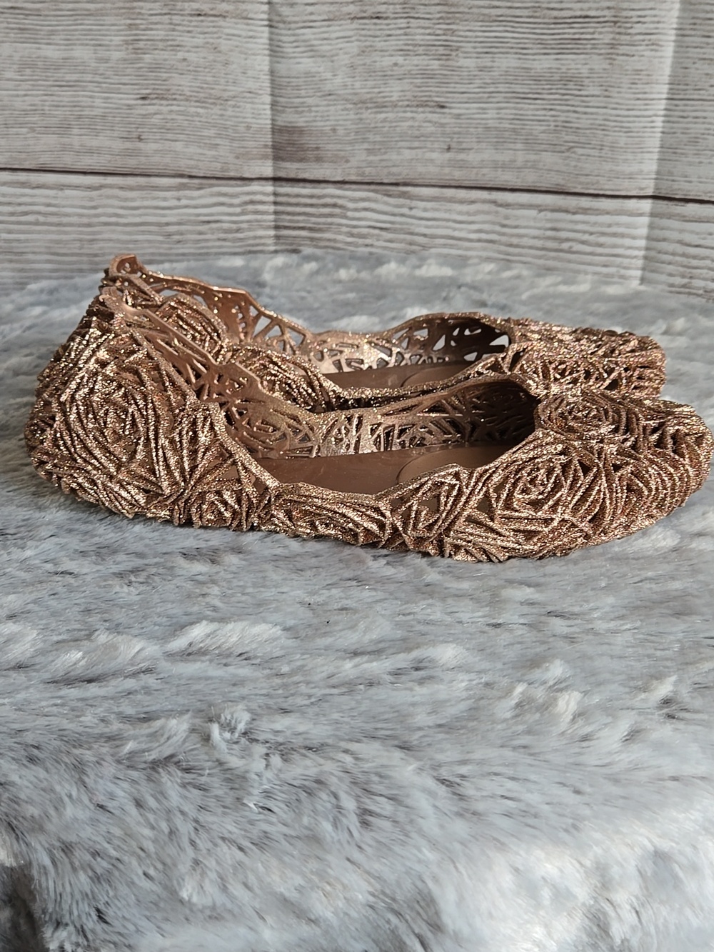 Melissa Rose Gold Jelly Flats, Womens Size 9 - Picture 5 of 9